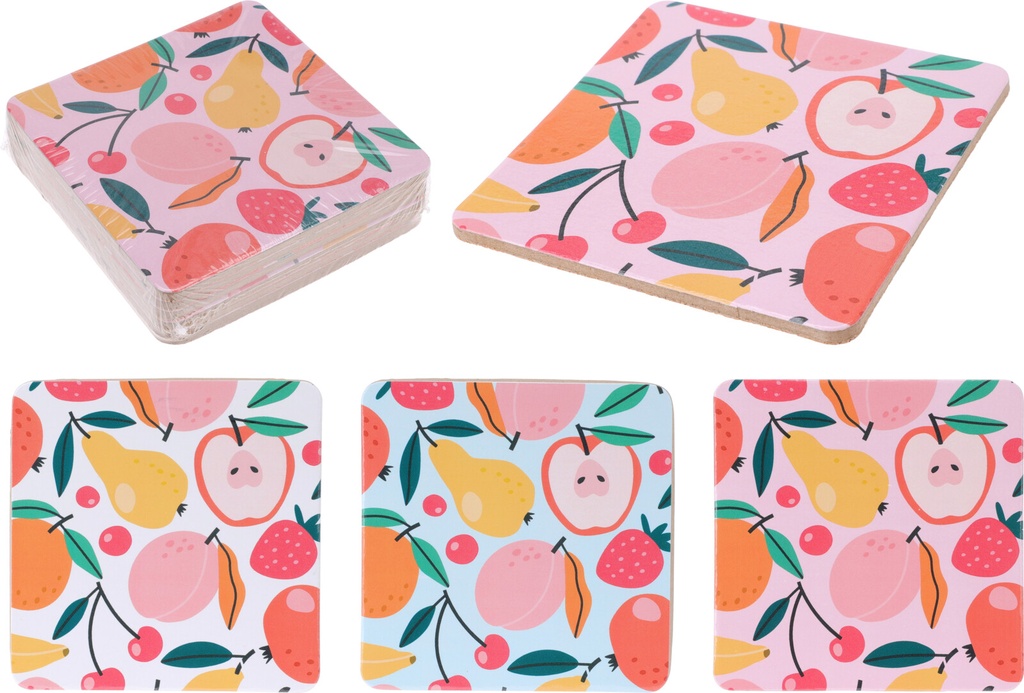 SET 6 POSAVASOS CARTON FRUTAS
