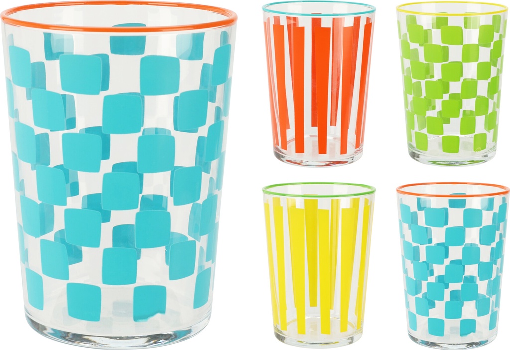 VASO CRISTAL ESTAMPADO COLOR