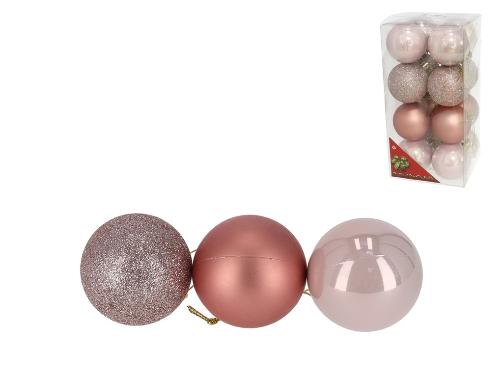 SET 16 BOLAS ROSAS VINTAGE 5 CM