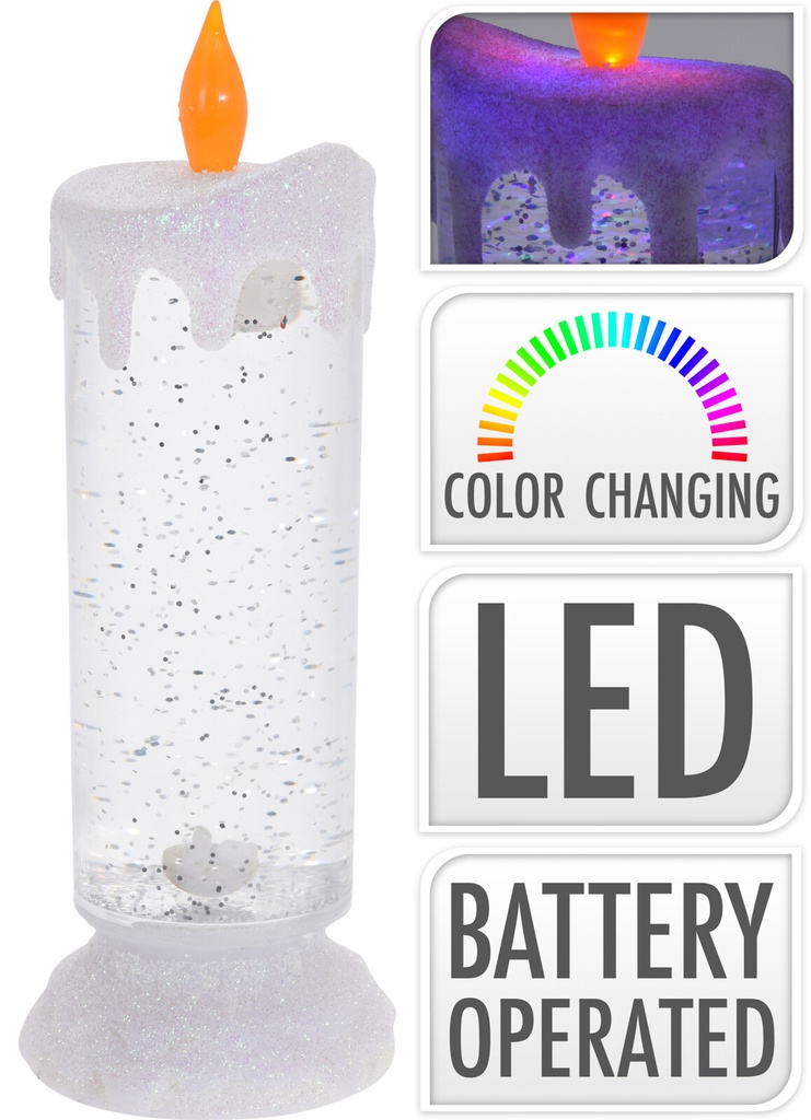 VELA EFECTO AGUA MULTICOLOR 24 CM