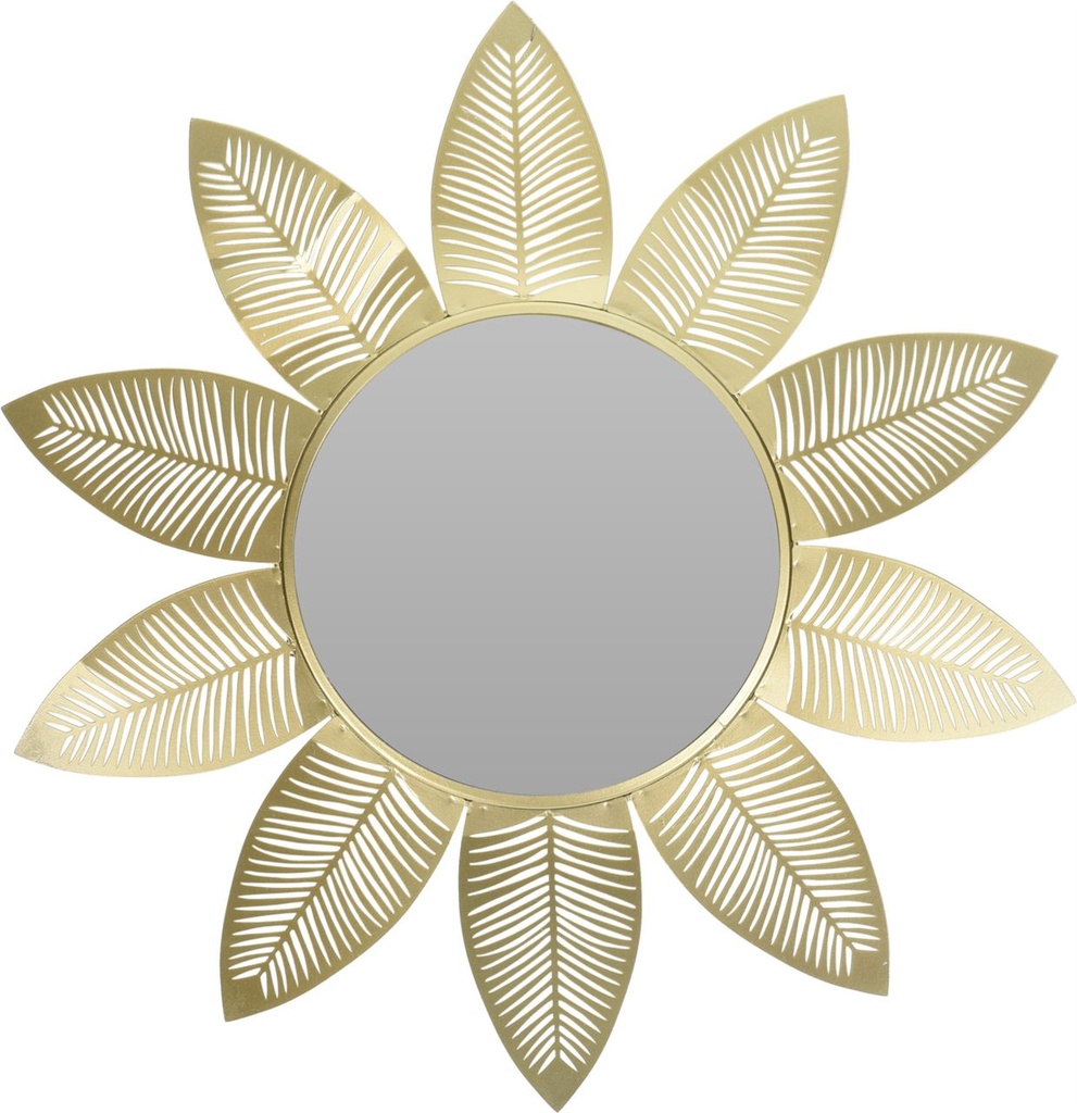 ESPEJO METAL FLOR DORADO 55 CM
