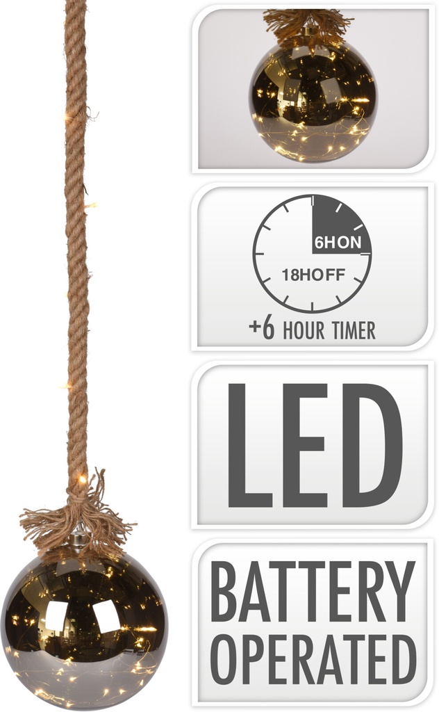 CUERDA BOLA LED CRISTAL 20CM