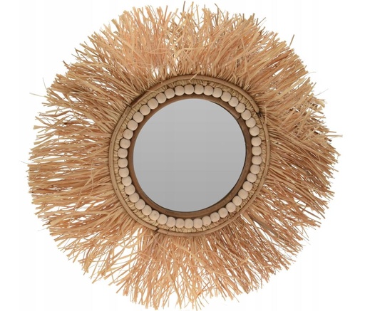 [HZ1961750] ESPEJO BOHO RAFIA MADERA