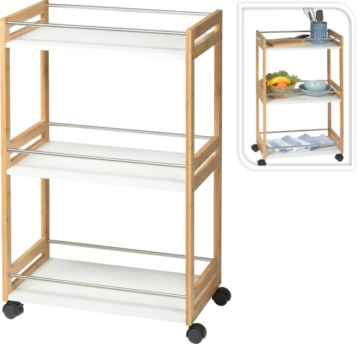 [784400100] CARRITO COCINA BAMBU 51X30X80CM
