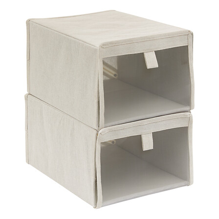 [212721JJ] SET 2 CAJAS GUARDAZAPATOS BEIGE