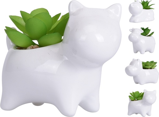 [254000010] MACETA ANIMAL CON CACTUS ARTIFICIAL
