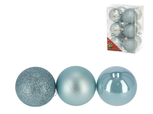 [929691G] SET 12 BOLAS AZUL CLARO 6 CM