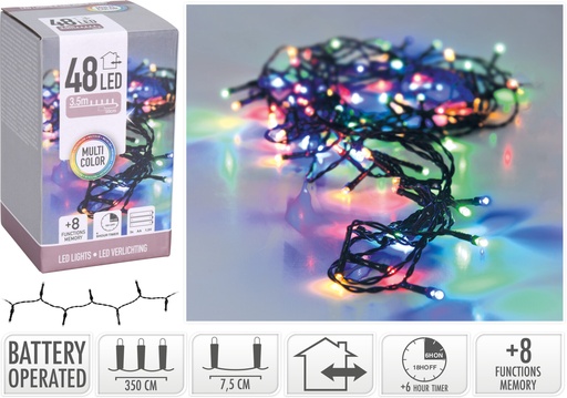 [AX9810220] GUIRNALDA 48 LED MULTICOLOR - PILAS