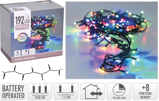 [AX9810260] GUIRNALDA 192 LED MULTICOLOR - PILAS
