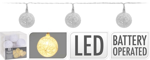 [AMZ000300] GUIRNALDA LUCES 10 BOLAS BLANCAS LED