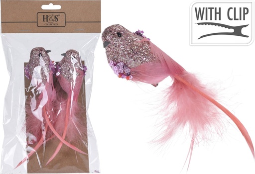 [HC4503040] Blister 2 Pajaros Clip 15Cm.Ro