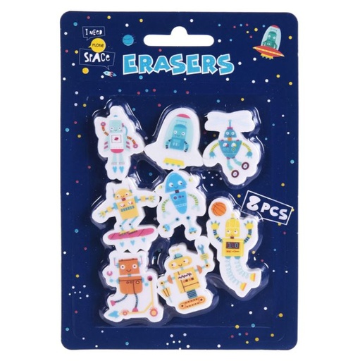 [MC1000460] BLISTER 8 GOMAS DE BORRAR ROBOTS ESPACIALES