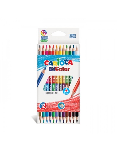 [42991TC] SET 12 LAPICES BICOLOR TRIANGULAR