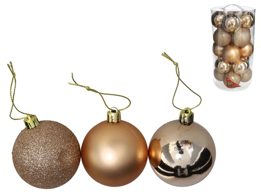 [672665G] SET 20 BOLAS CHAMPAGNE TEXTURAS 8CM