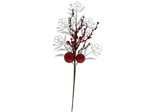 [070209G] PICK BOLAS ROJAS Y HOJAS BLANCAS 35CM